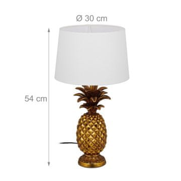 Northix Namizna svetilka Ananas z belim senčnikom in zlatim podnožjem