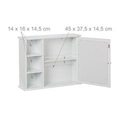 Northix Kopalniška omarica z ogledalom, bela, 5 polic, zrcalna vrata, stenska zasnova
