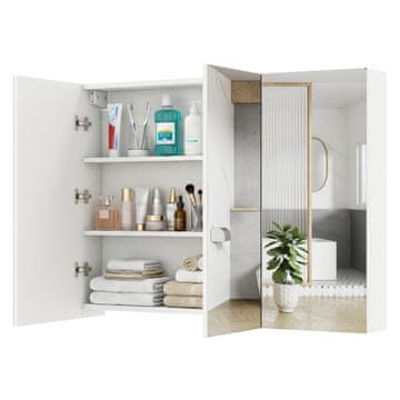 Northix Stenska kopalniška omarica z ogledalom, 87 cm, 3 vrata, 6 polic