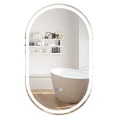 Northix Ovalno LED kopalniško ogledalo, 90x55 cm, proti rosenju, zatemnljivo, 3 barve
