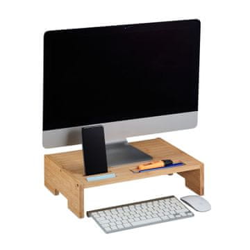 Northix Stojalo za monitor iz bambusa 50x20x10 cm z dodatnim prostorom