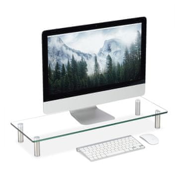 Northix Stojalo za monitor iz kaljenega stekla z nastavljivo višino
