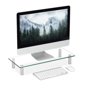 Northix Stojalo za monitor iz kaljenega stekla z nastavljivo višino