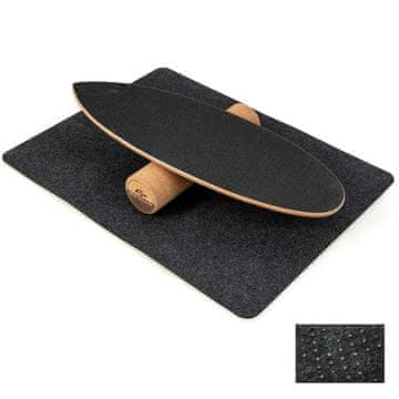 Northix Lesena plošča za ravnotežje 75x25,5 cm s pluto, valj in podloga 3 v 1, črna