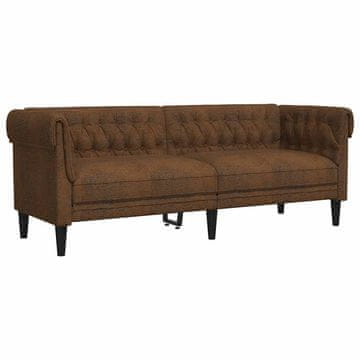 Vidaxl Kavč trosed Chesterfield rjava tkanina