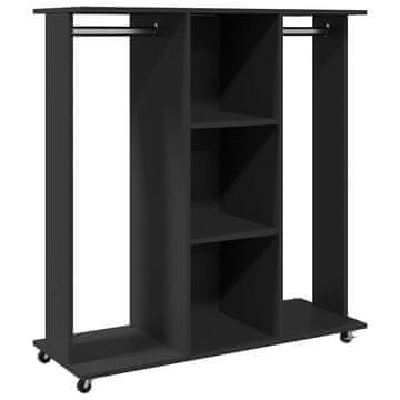 Vidaxl Garderobna omara s koleščki črna 102x38x110 cm inženirski les
