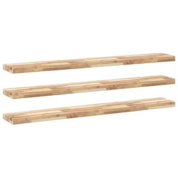 Vidaxl Viseče police 3 kosi 140x20x4 cm neobdelan masiven les akacije