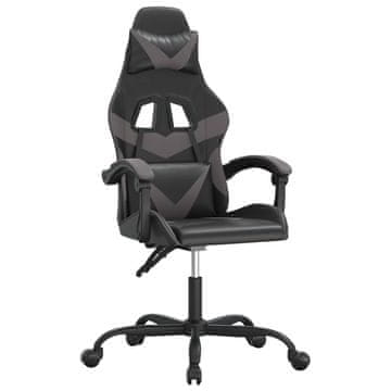 Vidaxl Gaming stol črno in siva umetno usnje