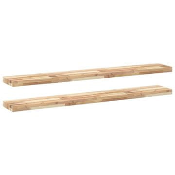 Vidaxl Viseče police 2 kosa 120x20x4 cm neobdelan masiven les akacije