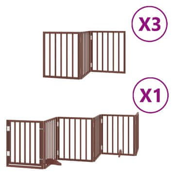Vidaxl Ograda za pse z vrati zložljiva 15 panelov rjava 750 cm les