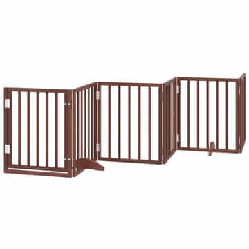 Vidaxl Ograda za pse z vrati zložljiva 15 panelov rjava 750 cm les