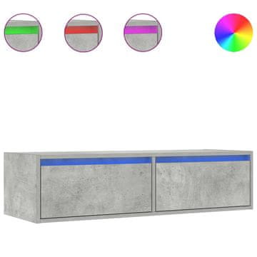 Vidaxl TV omarica z LED lučkami betonsko siva 100X35,5x25 cm