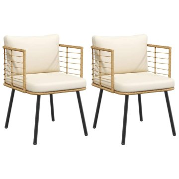 Vidaxl vidaXL Vrtni stoli komplet 2 kosov z blazinami naravni poli ratan