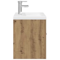 Vidaxl omarica za umivalnik z vgrajenim umivalnikom pipo Artisan Oak