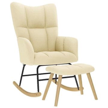 Vidaxl vidaXL Gugalni stol s podnožjem, kremne barve, oblazinjen s tkanino