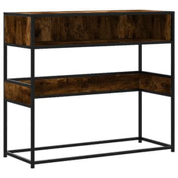Vidaxl Konzolna mizica dimljen hrast 90x35x80 cm inženirski les