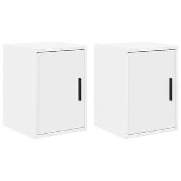 Vidaxl Garažne stenske omare 2 kosa bel inženirski les