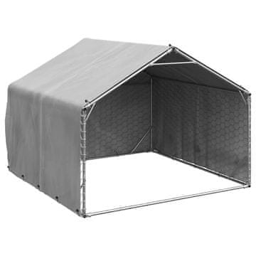 Vidaxl vidaXL Zunanji pasji boks s pokrovom 2x2x1,5 m pocinkano jeklo
