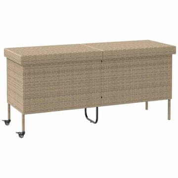 Vidaxl vidaXL Vrtna shranjevalna škatla s kolesi bež 160x55x75 cm poliratan