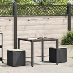 Vidaxl Vrtni stolčki z blazinami 2 kosa Črna 40x40x43 cm Poly Rattan