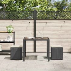 Vidaxl Vrtni stolčki z blazinami 2 kosa Črna 40x40x43 cm Poly Rattan