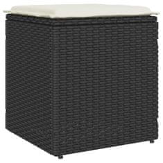 Vidaxl Vrtni stolčki z blazinami 2 kosa Črna 40x40x43 cm Poly Rattan