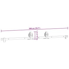 Vidaxl vidaXL Sistem za montažo drsnih vrat, 200 cm, jeklo, črne barve