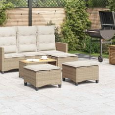 Vidaxl Vrtni stolčki z blazinami 2 kosa Bež 55x55x36 cm Poly Rattan