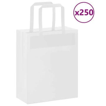 Vidaxl vidaXL Papirnate vrečke 250 kosov z ročaji bele barve 18 x 8 x 22 cm