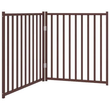 Vidaxl Vrata za pse zložljiva 2 panela rjava 160 cm topolovina