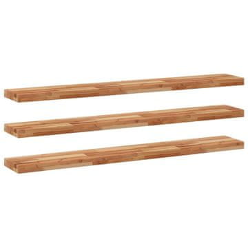 Vidaxl Viseče police 3 kosi 140x20x4cm oljni premaz trden akacijev les