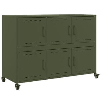 Vidaxl Komoda olivno zelena 100,5x39x72 cm jeklo