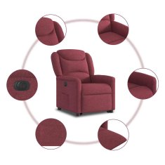 Vidaxl Električni naslanjač s funkcijo vstajanja vinsko rdeč