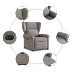 Vidaxl Električni naslanjač s funkcijo vstajanja taupe blago