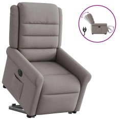 Vidaxl Električni naslanjač s funkcijo vstajanja taupe blago