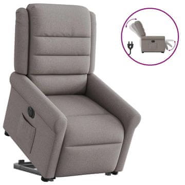 Vidaxl Električni naslanjač s funkcijo vstajanja taupe blago