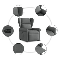 Vidaxl Električni naslanjač s funkcijo vstajanja temno siv