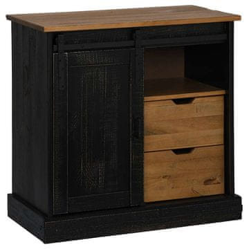 Vidaxl Bivak HALDEN z drsnimi vrati črna 80x40x80 cm masivni les