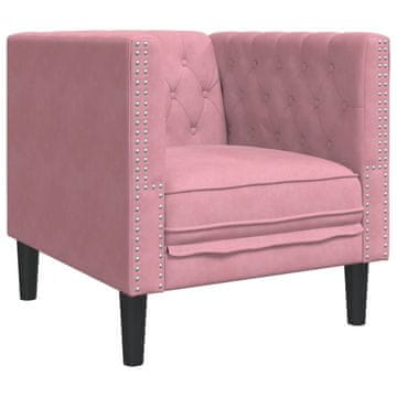 Vidaxl Fotelj chesterfield roza žamet