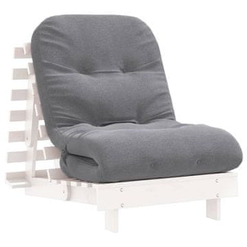 Vidaxl Futon z ležiščem bela 70x206x11 cm trdna borovina