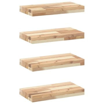 Vidaxl Viseče police 4 kosi 40x20x4 cm neobdelan masiven les akacije