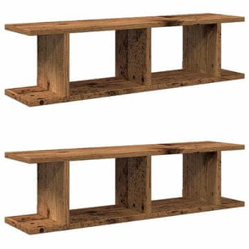 Vidaxl Stenske police 2 kosa starega lesa 75x18x20 cm inženirski les