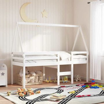Vidaxl vidaXL Baldahin za otroško posteljo, bel, 209x95,5x88 cm, bor