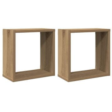 Vidaxl Stenske kockaste police 2 kosa artisan hrast 30x15x30 cm