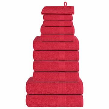 Vidaxl vidaXL 12-delni komplet brisač, rdeč, 360 g/m², 100 % bombaž