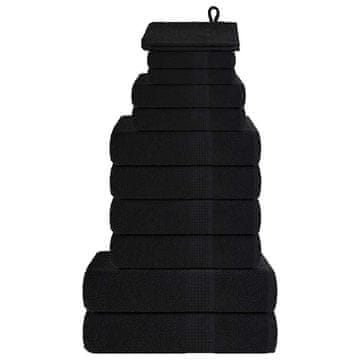 Vidaxl vidaXL 12-delni komplet brisač, črne barve, 360 g/m², 100 % bombaž