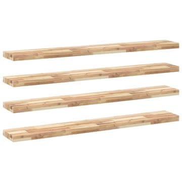 Vidaxl Viseče police 4 kosi 160x20x4 cm neobdelan masiven les akacije