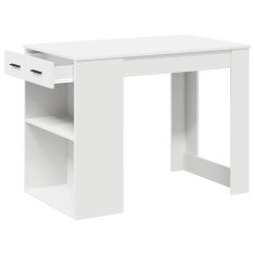 Vidaxl Pisalna miza s predalom in polico bela 102x62x77,5 cm inž. les