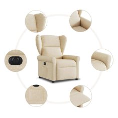 Vidaxl Električni naslanjač krem tkanina