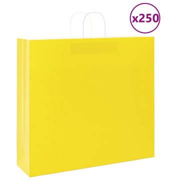 Vidaxl vidaXL Papirnate vrečke 250 kosov z ročaji rumene 54x15x49 cm